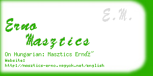 erno masztics business card